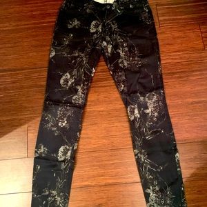 Gorgeous dark green flower subtle flower print jeans